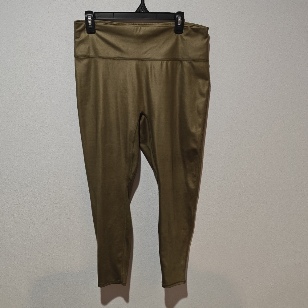 Metallic Green Girls leggings 12 - Picture 2 of 3